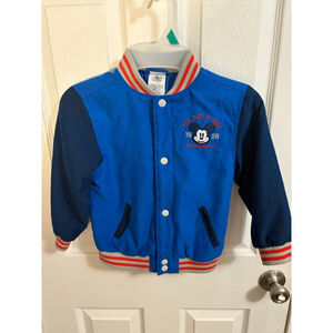 Disney Store Mickey Mouse Varsity Jacket Size 4 Blue